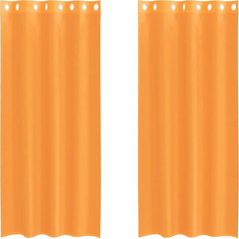 Maison Exclusive - Voile Vorhänge mit Ösen 2 Stk. Orange 140x225 (1/5)