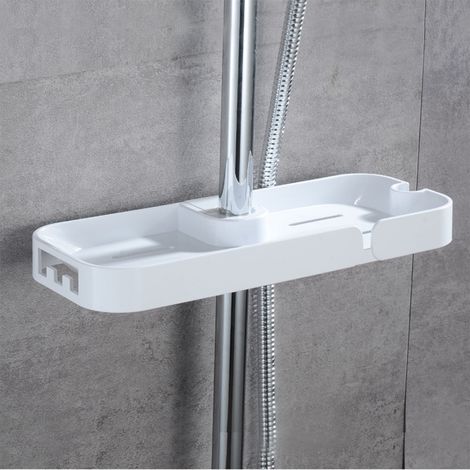 Shower Caddy Shelf - For Slide Bar - ABS Material - 31 x 12 x 3.8 cm - White - Fits Shower Poles 18–25 mm - 1 Piece (1/5)