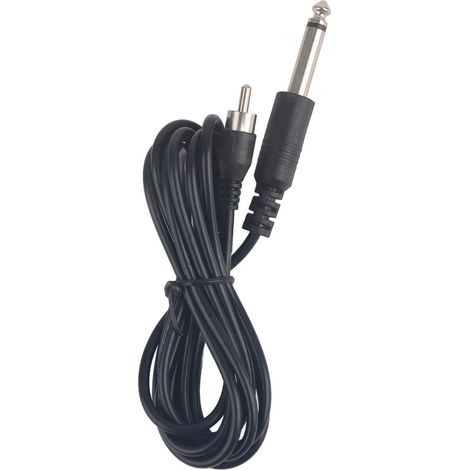 Câble d'alimentation en silicone pour machine à tatouer avec connecteur RCA droit (Noir) (1/5)