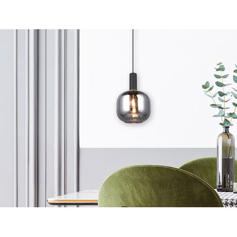 Kleine LED Pendelleuchte 1-flammig mit Glasschirm Chrom bedampft, Ø 20cm (1/5)