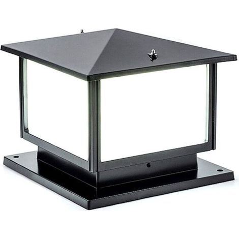 Außen-Tor-Säulenleuchte, Terrassenleuchte, E27 wasserdichte rustikale Stehleuchte, Aluminium-Dekoration, Gartenbeleuchtung mit Sockelplatte, Schwarz (1/5)