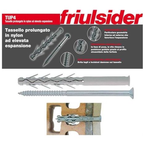 10 pz TASSELLO TASSELLI PROLUNGATI CON VITE TESTA TORX FISCHER FRIULSIDER 8x120 mm