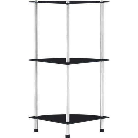 Ablageregal, 3-stufig, schwarz, 30 x 30 x 67 cm, Sicherheitsglas, WFE512184 DESIGN IN (1/5)