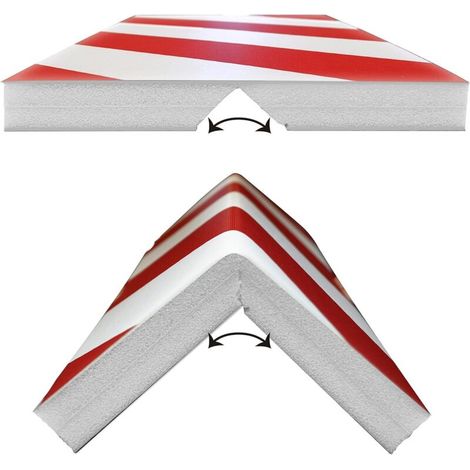 Set mit 4 selbstklebenden, stoßdämpfenden Eckenschützern aus Schaumstoff für Autos, 40 cm, rot und weiß, zum Schutz vor Stößen und Kratzern.