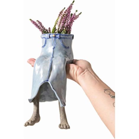 Pot de fleurs en résine en forme de personnage assis - Joli design avec des jambes pendantes (1/5)