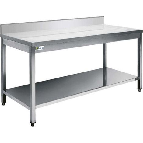 Table inox avec dosseret et tablette inférieure - série 600 - long. 800 mm - AFI COLLIN-LUCY