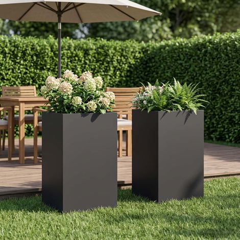 Cache-pot de jardin 2 pc Noir 30 x 30 x 50 cm (1/5)