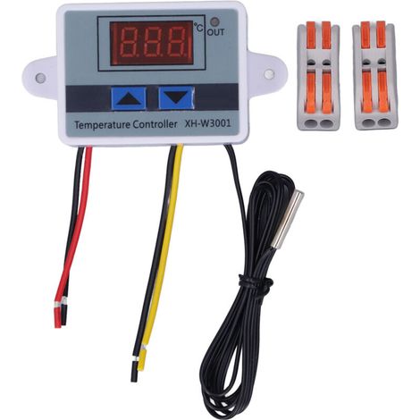 Contrôleur de température numérique LED 1500W, avec sonde étanche, Thermostat à connecteur rapide, AC110-220V, 2 paquets (1/5)