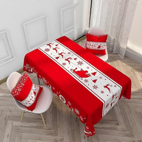 Nappe rouge de Noël imperméable et oléofuge, motif élan, collection Noël, nappe de table, nappe de table pour mariage