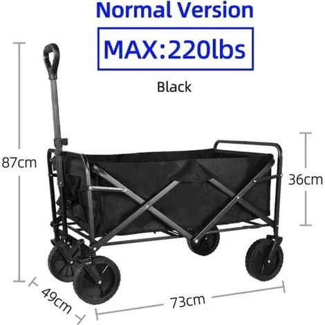 (STC220LBS) Chariot de plage pliable et utilitaire, robuste et grande capacité, pour extérieur, jardin et camping.