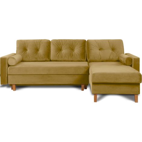 KONSIMO ERISO Bequemes Ecksofa, 3/4 Sitzer, Schlaffunktion, gelb (1/5)