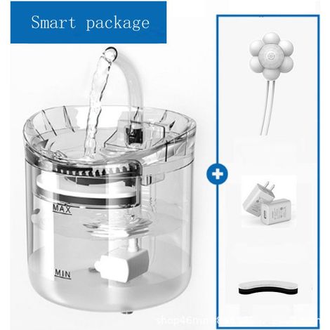 Fontaine d'eau intelligente pour chat 2L avec robinet Distributeur d'eau pour chien Abreuvoir transparent Filtres à boire pour animaux de compagnie Chargeur Capteur de mouvement A-02Avec capteur (1/5)