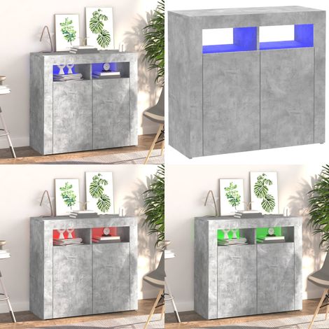 Buffet avec lumières LED gris béton 80x35x75 cm - Buffet - Meuble TV - Armoire Murale - Luminaire Led - Décoration Intérieure - Home & Living (1/5)