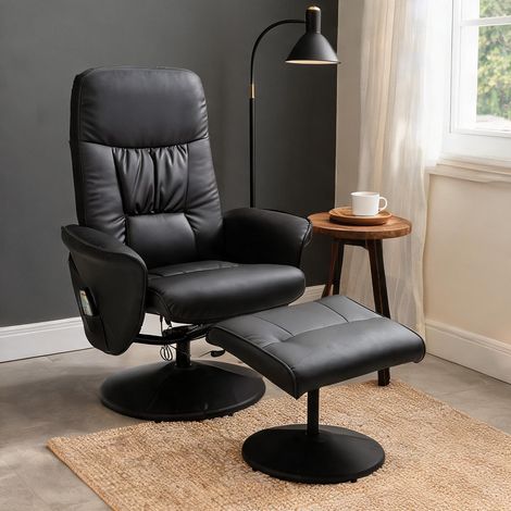 Fauteuil de massage coloris noir en bonded cuir 76 x 81 x 105 cm (1/5)