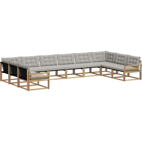 Set di divani da esterno 10 pz Bianco e Grigio Chiaro vidaXL (1/5)