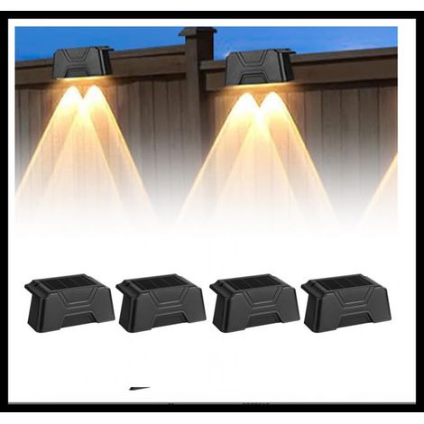 (Black) Outdoor Solar Garden Lights: 4 waterproof solar lights with LED lighting, suitable for outdoor staircases. (1/5)