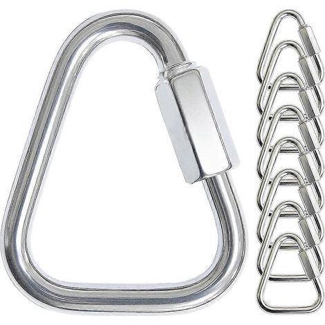 Lot de 8 mousquetons triangulaires pour slackline, maillons rapides triangulaires robustes, connecteurs de chaîne à maillons rapides (1/5)