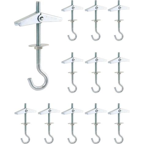 12 Deckenhaken aus Kohlenstoffstahl, M5 x 90 mm, zum Aufhängen von Pflanzen an Gipsdecken.