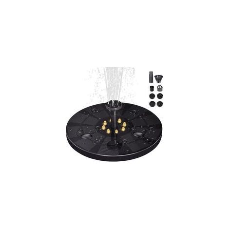 Pair Fontaine à eau solaire améliorée avec lumière LED 3 W - Fontaine à énergie solaire avec 8 styles d'eau - Fontaine flottante à énergie solaire pour bain d'oiseaux, jardin, étang, piscine, extérieu