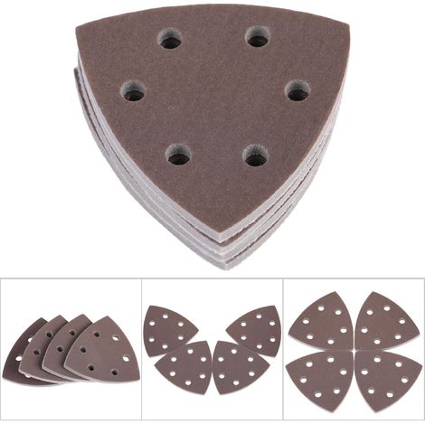 Lot de 4 feuilles abrasives triangulaires éponge 6 trous grain 1800-2000 papier ponçage polissage (1/5)