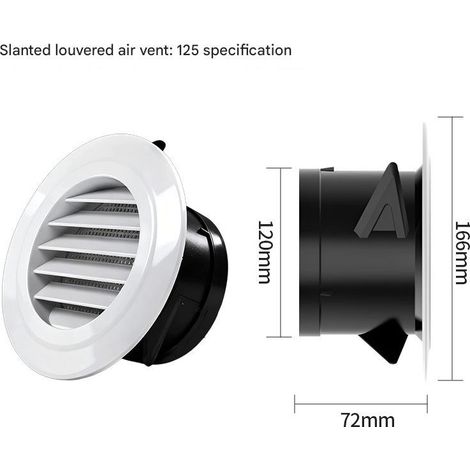 Grille d'aération ronde de 125 mm (5 pouces) avec moustiquaire intégrée, adaptée aux salles de bains, cuisines, bureaux et maisons. (1/5)