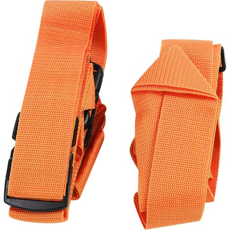 1 paire de sangles de bagage croisées réglables en nylon avec cadenas à code, orange (1/5)