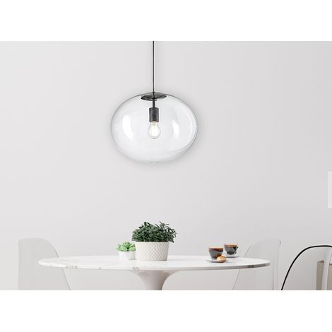 LED Pendelleuchte einflammig mit Kugel Glasschirm transparent Ø 40cm