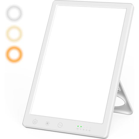 Lampe de lumière du jour 15000 Lux, lampe solaire sans UV avec 3 températures de couleur 4 niveaux de luminosité et minuterie, avec support pliant à 45 ° pour la maison et le bureau (1/5)