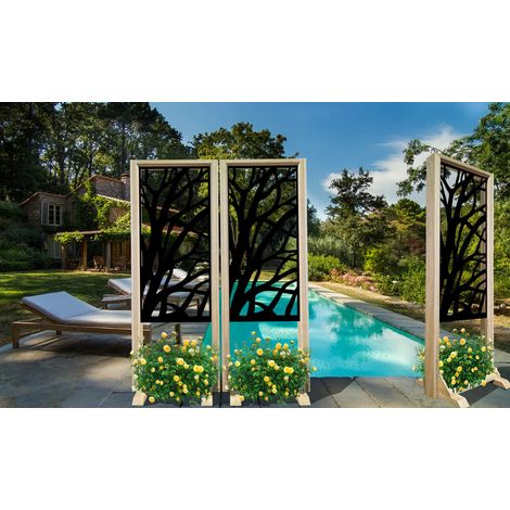 ALBERI - Paravent modulable - 70x190 cm - en bois et PVC - Couleur : noir