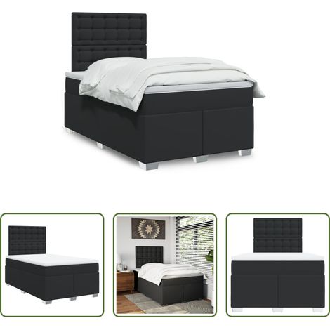 Matratze -  Boxspringbett mit Matratze Schwarz 120x200 cm Kunstleder (1/5)