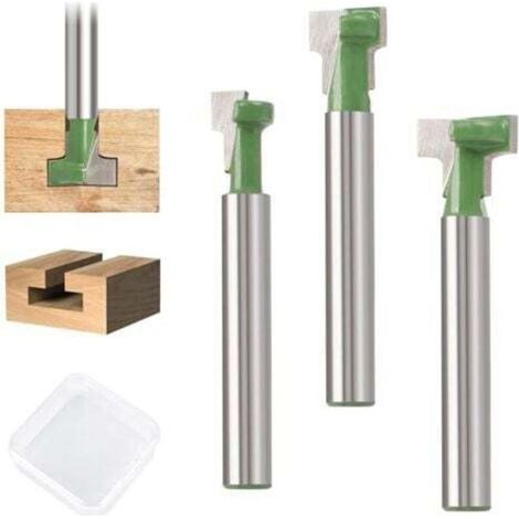 3-teiliges Fräser-Set, Holzfräser mit Schaftdurchmessern von 7,96 mm/9,52 mm/12,7 mm, Kopierfräser, Bündigfräser, T-Nutfräser (1/4)