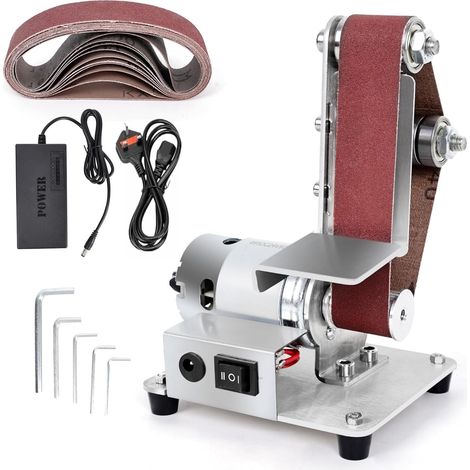Ponceuse à bande, petite ponceuse électrique de table, polisseuse DIY, moteur en cuivre à double roulement à haute vitesse (4500-9000 tr/min) en acier inoxydable (1/5)