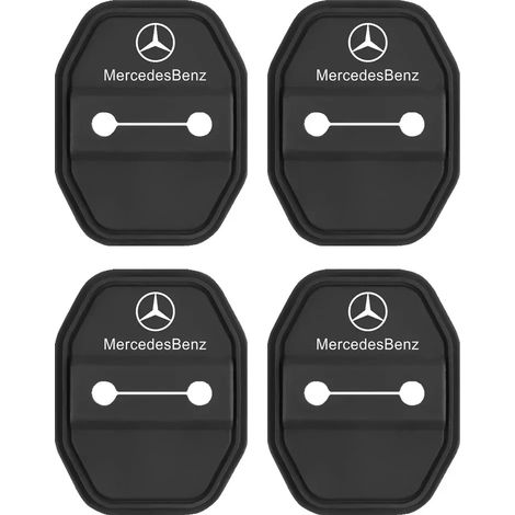 (Lot de 4 - Mercedes-Benz) Autocollants en silicone pour cache-verrouillage de porte, compatibles avec Mercedes-Benz AMG A180, A200, A260, W203, W210, W211, W205, W204, C, E, S, CLS et GLA. (1/4)