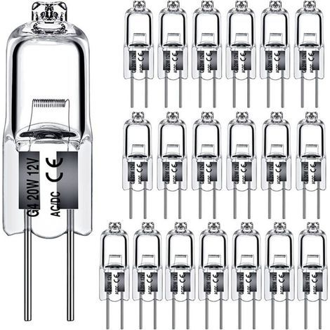 Ampoules halogènes G4 20W 12V Type 2 broches de remplacement de la base pour le paysage sous le meuble Puck Light Track Lighting Dimmable (10Pack) (1/5)