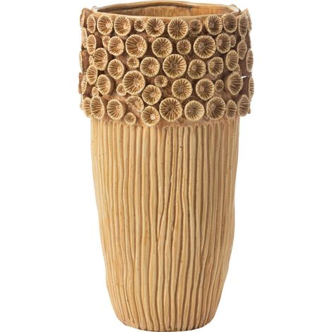 Vase corail en poterie jaune inspiration marine artisanale - Jaune corail artisanal (1/3)