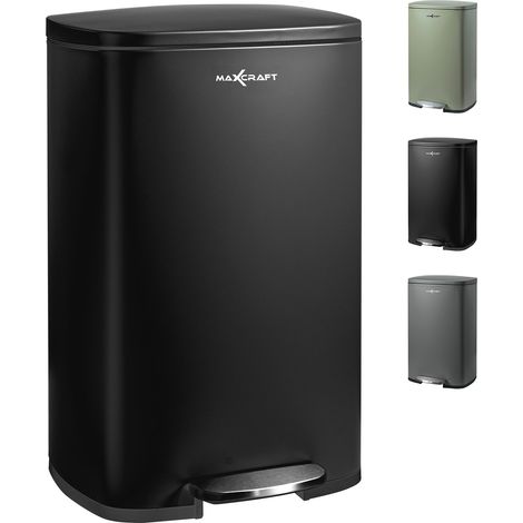 MAXCRAFT Poubelle à pédale avec Couvercle - 50 litres en Noir (1/5)