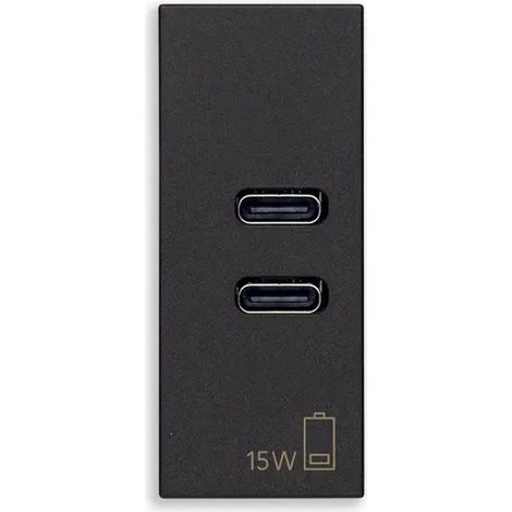 VIMAR 30292.CCG - Alimentatore USB C+C 15W 3A 5V nero