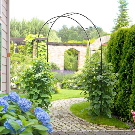 Gartenbogen 140x40x240 cm schwarz aus Metall mit wetterfester Pulverbeschichtung (1/5)
