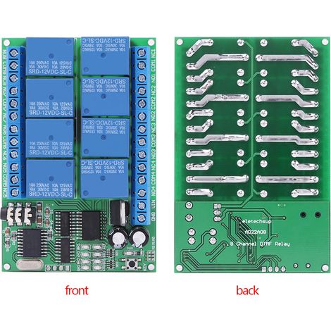 Module de télécommande pour domotique avec relais de décodage audio DTMF 8 canaux AD22A08 (1/5)