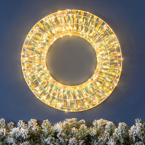 Iridescent Warm White LED Christmas Wreath (1/5)