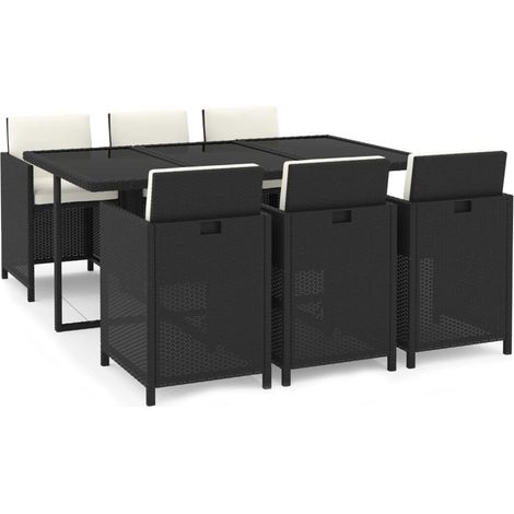 Maison Exclusive - Set de comedor de jardín 7 pzas y cojines ratá (1/5)