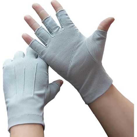 Gants demi-doigts pour hommes et femmes, gants d'été avec protection UV, gants sans doigts pour le cyclisme, le golf, la pêche et les sports de plein air (1/5)