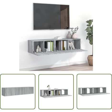 The Living Store Ensemble de meubles TV 2 pcs Sonoma gris Bois d'ingénierie - Meuble Tv Suspendu - Meuble Tv Mural - Ensemble Meuble Tv - Meuble Hifi - Mobilier Salon (1/5)