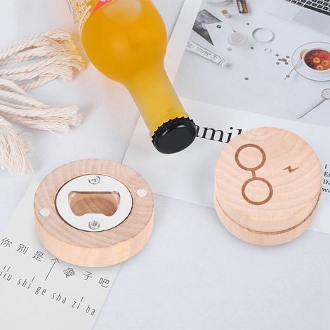 2er-Set runde Flaschenöffner aus Holz, Kühlschrankmagnete, Küchenaccessoires: Fingerherz + Brille (1/5)