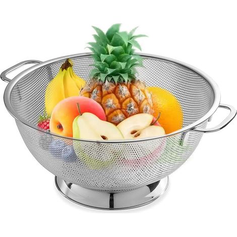Passoire Inox à Pâtes Microperforée avec Poignées pour Égoutter et Rincer les Légumes, Fruits (Φ 28.5 cm) (1/5)