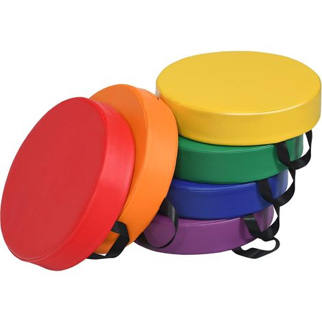 Lot de 6 Coussins de Chaise pour Enfant avec poignée, Coussins de Sol avec Fermeture éclair, Coussins d'assise (Ronds, Multicolores) (1/5)