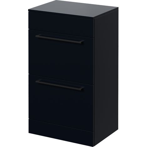Napoli 390 Deep Blue 500mm 2 Drawer Vanity Unit for Countertop Basins - 500mm - Matt Black 320mm Handle