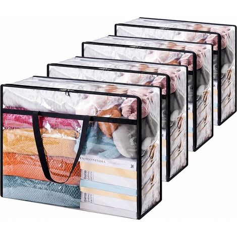 Sacs de rangement transparents pour couettes, grande capacité, en PVC imperméable, pour déménagement en résidence étudiante, 40 L (95 L) x 4 pièces (1/5)