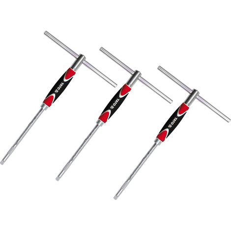 3 Tlg Satz Freilauf Steckschlüssel Schraubendreher mit T-Griff 1/4", 3/8", 1/2" Vierkant Ratsche (1/5)
