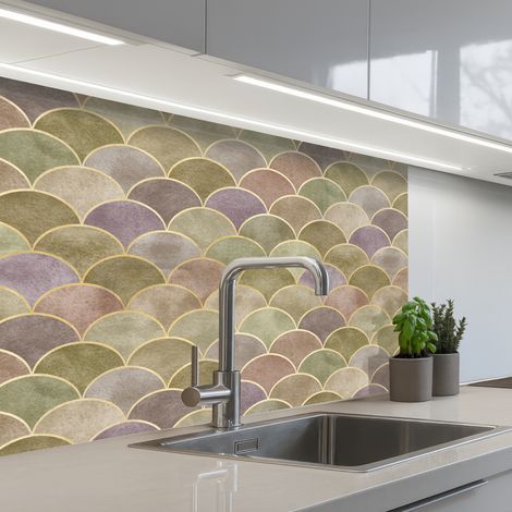 Kitchen Splashback Soft - Gold - Colorful 80x60 cm (1/5)
